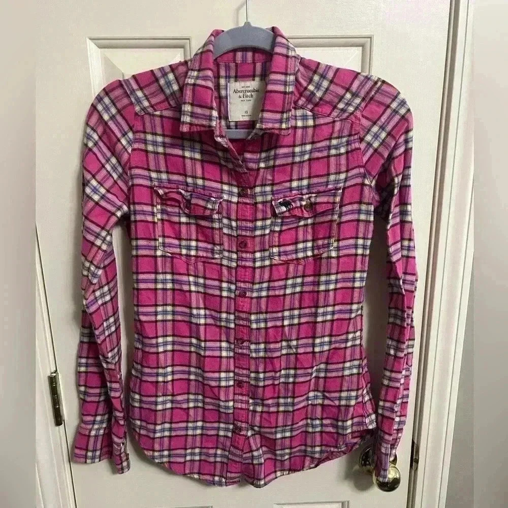 4/$25 Abercrombie & Fitch Soft Plaid Flannel‎ L/S Shirt XS
